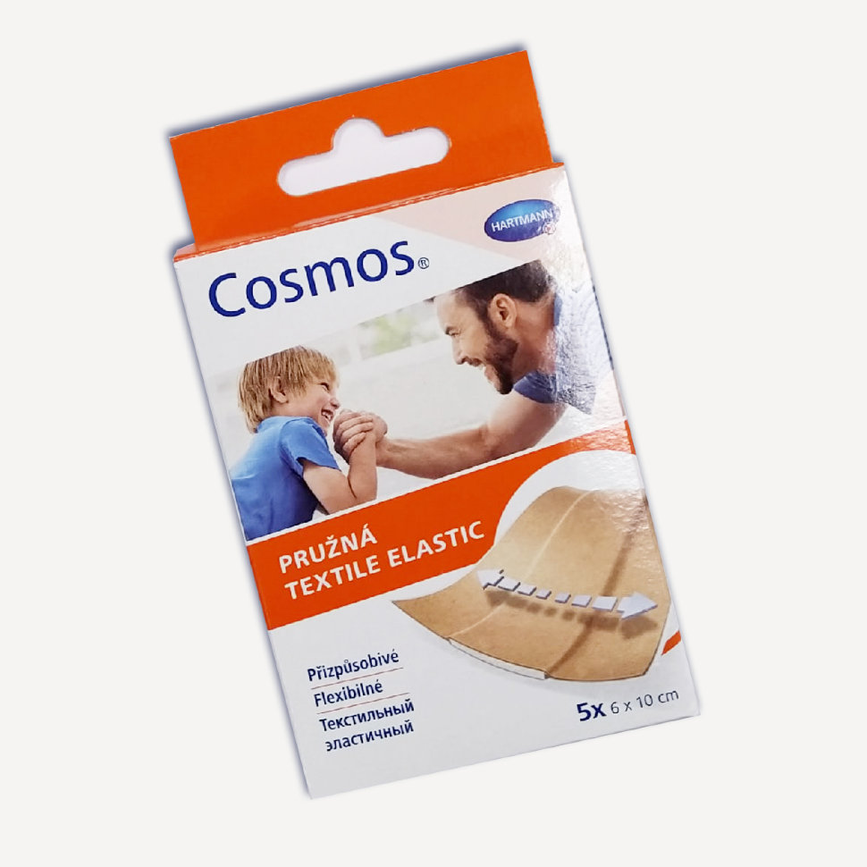 Cosmos® Textile Elastic - Пластырь текстильный эластичный: размер 6 см х 10 см, 5 шт.